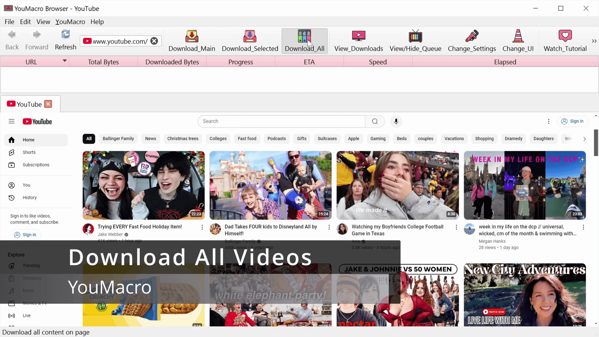 YouMacro downloading every video detected on a page